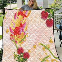 Japanese and Hawaiian Culture Fusion Quilt Irezumi with Turtles and Lei Kakau Pattern Sunset Vibe