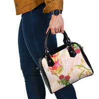 Japanese and Hawaiian Culture Fusion Shoulder Handbag Irezumi with Turtles and Lei Kakau Pattern Sunset Vibe