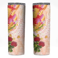 Japanese and Hawaiian Culture Fusion Skinny Tumbler Irezumi with Turtles and Lei Kakau Pattern Sunset Vibe