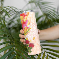 Japanese and Hawaiian Culture Fusion Skinny Tumbler Irezumi with Turtles and Lei Kakau Pattern Sunset Vibe
