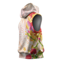 Japanese and Hawaiian Culture Fusion Sleeveless Hoodie Irezumi with Turtles and Lei Kakau Pattern Sunset Vibe