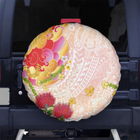 Japanese and Hawaiian Culture Fusion Spare Tire Cover Irezumi with Turtles and Lei Kakau Pattern Sunset Vibe