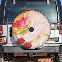 Japanese and Hawaiian Culture Fusion Spare Tire Cover Irezumi with Turtles and Lei Kakau Pattern Sunset Vibe