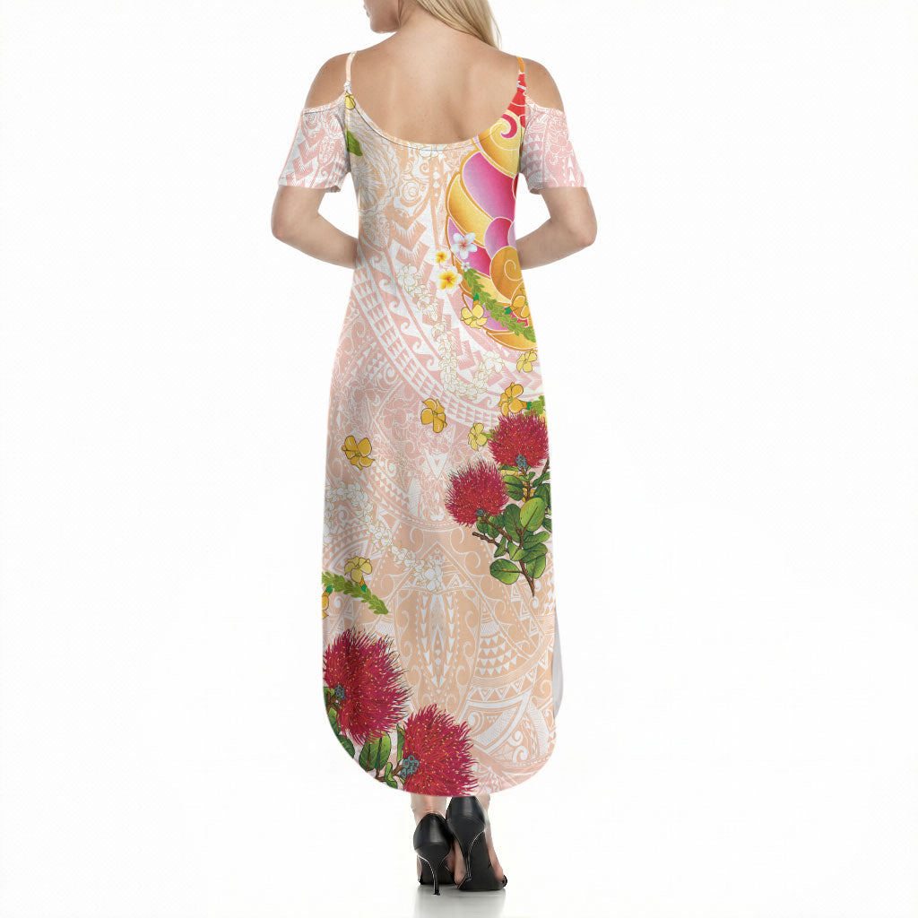 Japanese and Hawaiian Culture Fusion Summer Maxi Dress Irezumi with Turtles and Lei Kakau Pattern Sunset Vibe
