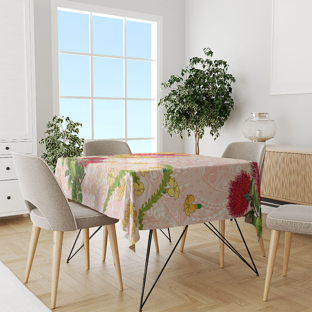 Japanese and Hawaiian Culture Fusion Tablecloth Irezumi with Turtles and Lei Kakau Pattern Sunset Vibe