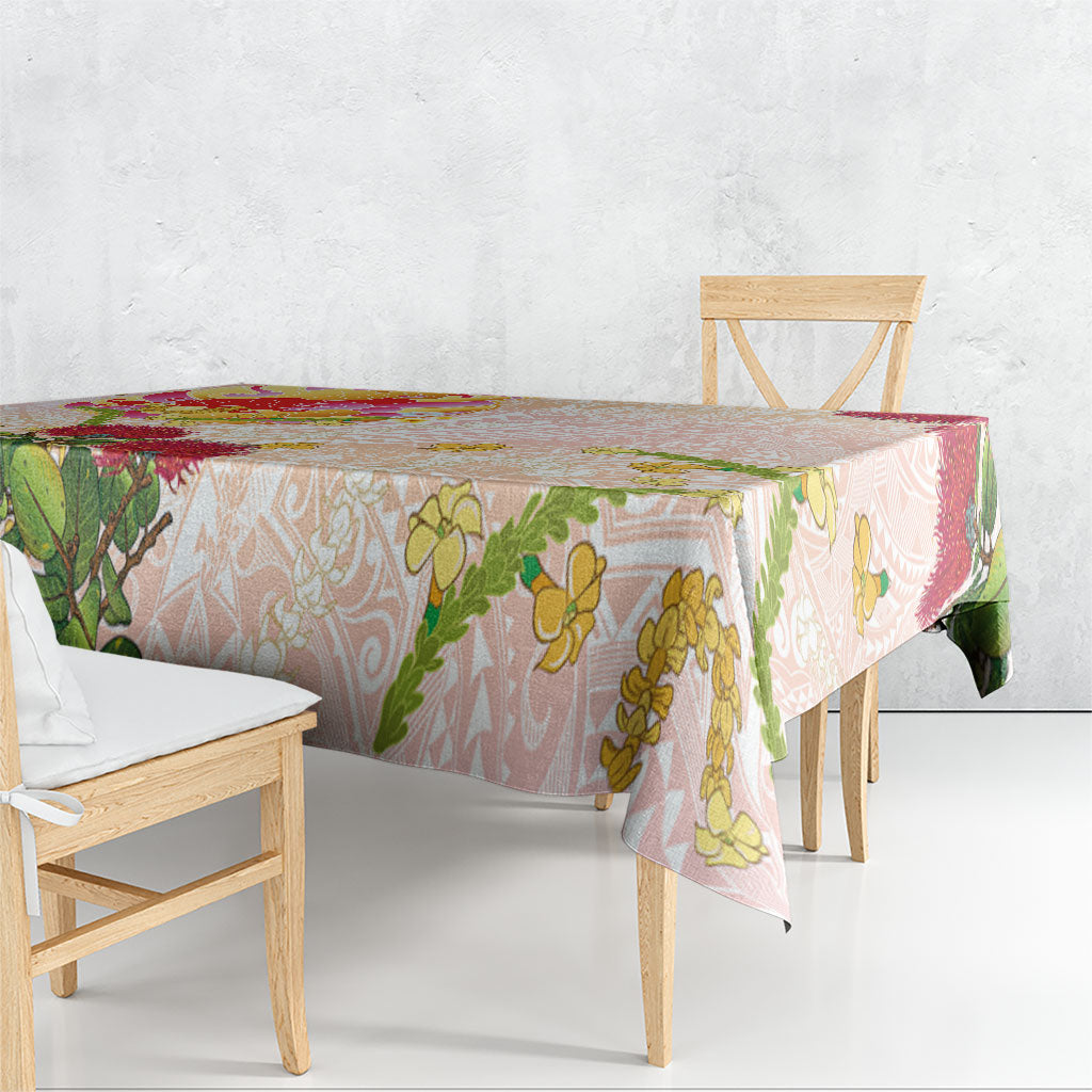 Japanese and Hawaiian Culture Fusion Tablecloth Irezumi with Turtles and Lei Kakau Pattern Sunset Vibe