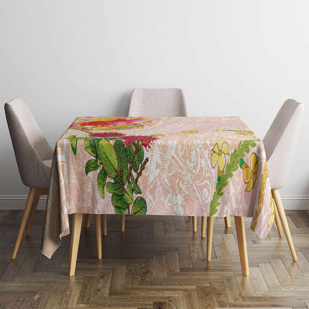 Japanese and Hawaiian Culture Fusion Tablecloth Irezumi with Turtles and Lei Kakau Pattern Sunset Vibe