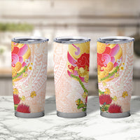 Japanese and Hawaiian Culture Fusion Tumbler Cup Irezumi with Turtles and Lei Kakau Pattern Sunset Vibe