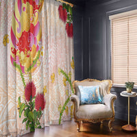 Japanese and Hawaiian Culture Fusion Window Curtain Irezumi with Turtles and Lei Kakau Pattern Sunset Vibe