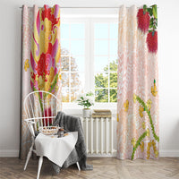 Japanese and Hawaiian Culture Fusion Window Curtain Irezumi with Turtles and Lei Kakau Pattern Sunset Vibe