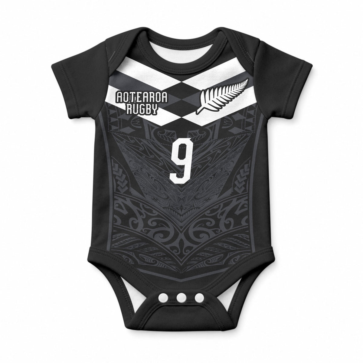 Aotearoa Rugby Custom Baby Onesie Maori Tribal Motifs Stripes-Sporty Style