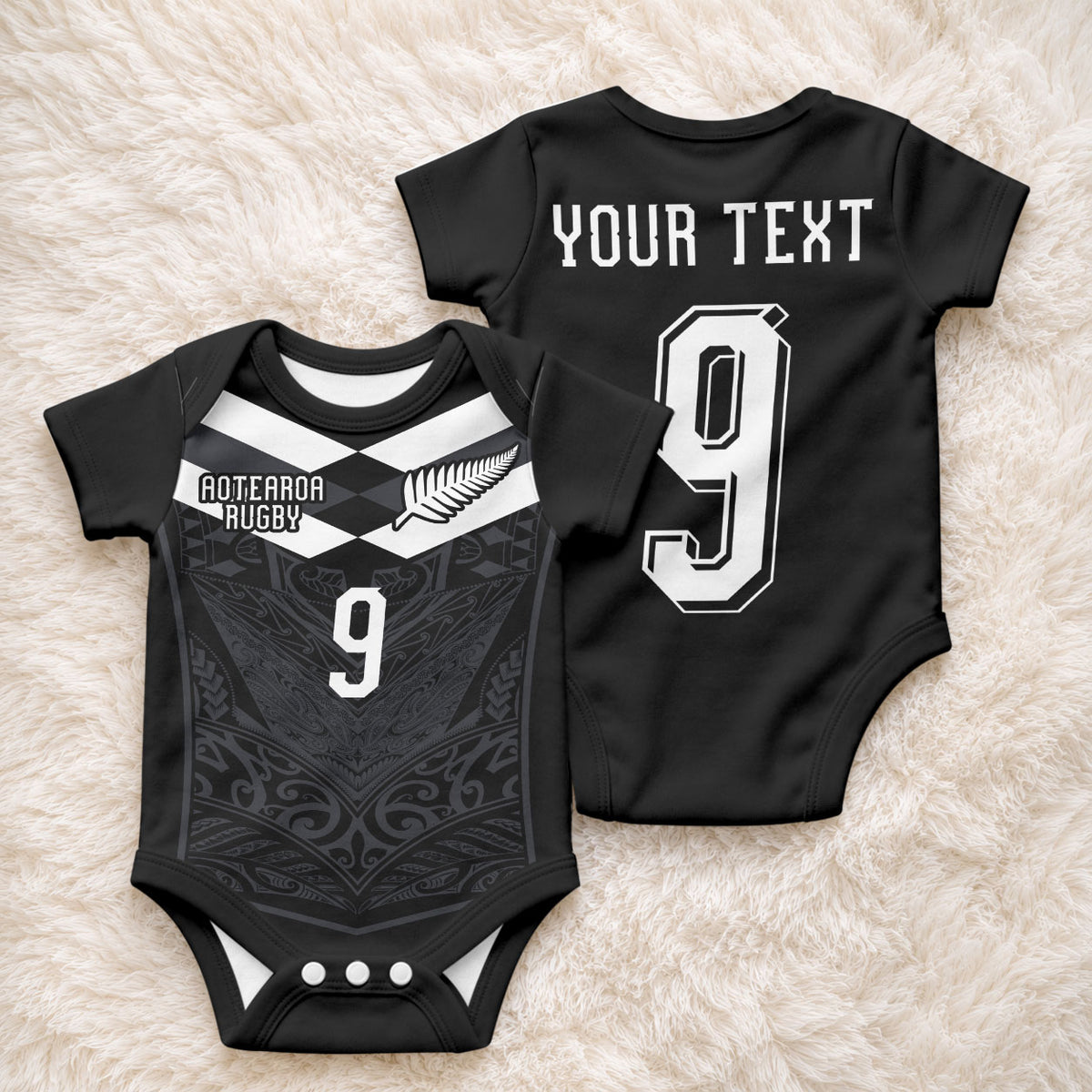 Aotearoa Rugby Custom Baby Onesie Maori Tribal Motifs Stripes-Sporty Style
