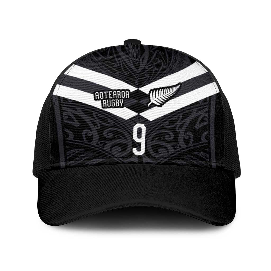 Custom Aotearoa Rugby Baseball Net Cap Maori Tribal Motifs Stripes-Sporty Style LT03 One Size Black Black - Polynesian Pride