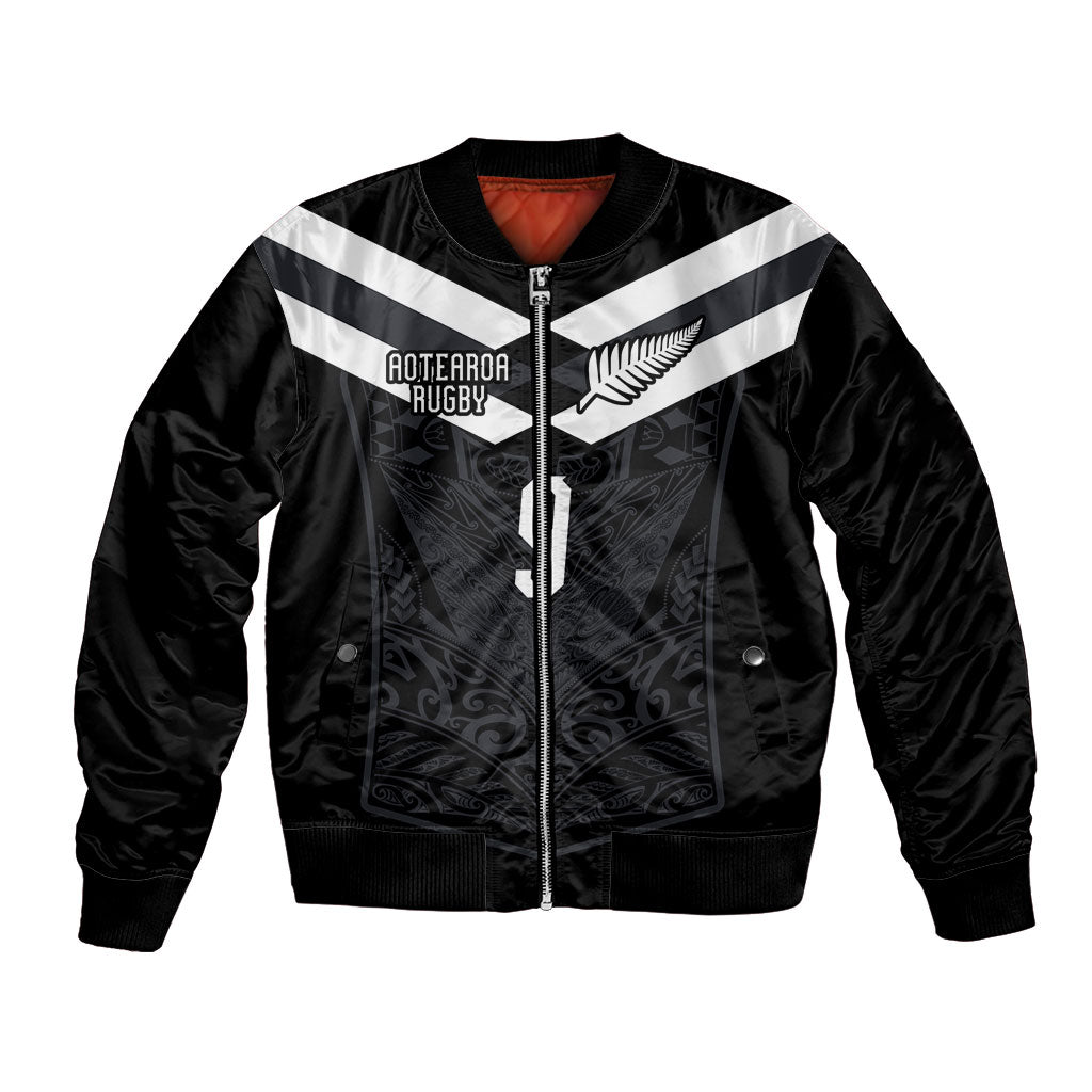 Aotearoa Rugby Custom Bomber Jacket Maori Tribal Motifs Stripes-Sporty Style