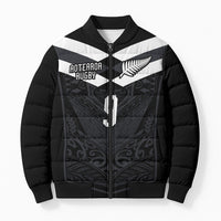 Aotearoa Rugby Custom Bomber Puffer Jacket Maori Tribal Motifs Stripes-Sporty Style
