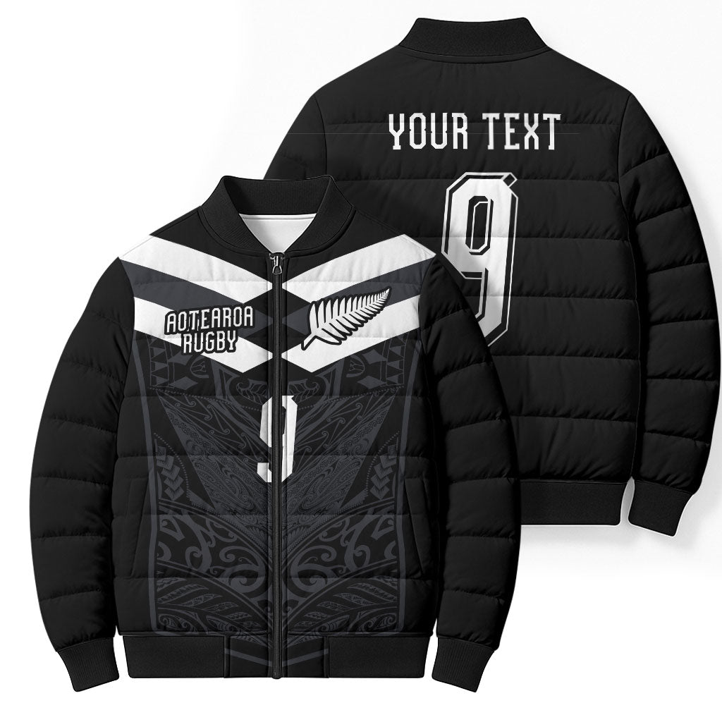 Aotearoa Rugby Custom Bomber Puffer Jacket Maori Tribal Motifs Stripes-Sporty Style