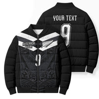 Aotearoa Rugby Custom Bomber Puffer Jacket Maori Tribal Motifs Stripes-Sporty Style