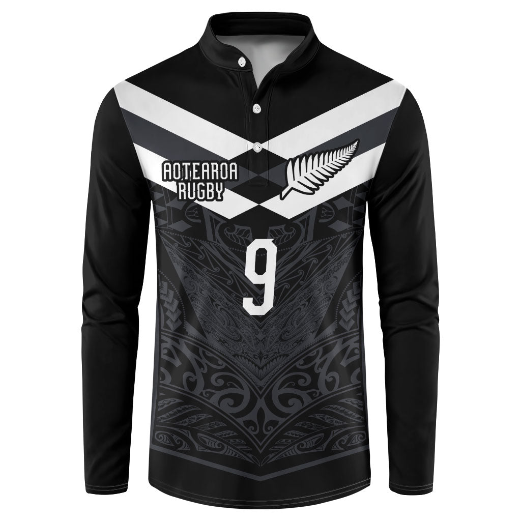 Aotearoa Rugby Custom Button Sweatshirt Maori Tribal Motifs Stripes-Sporty Style