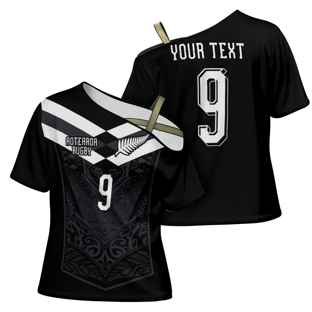 Aotearoa Rugby Custom Cross Shoulder Shirt Maori Tribal Motifs Stripes-Sporty Style