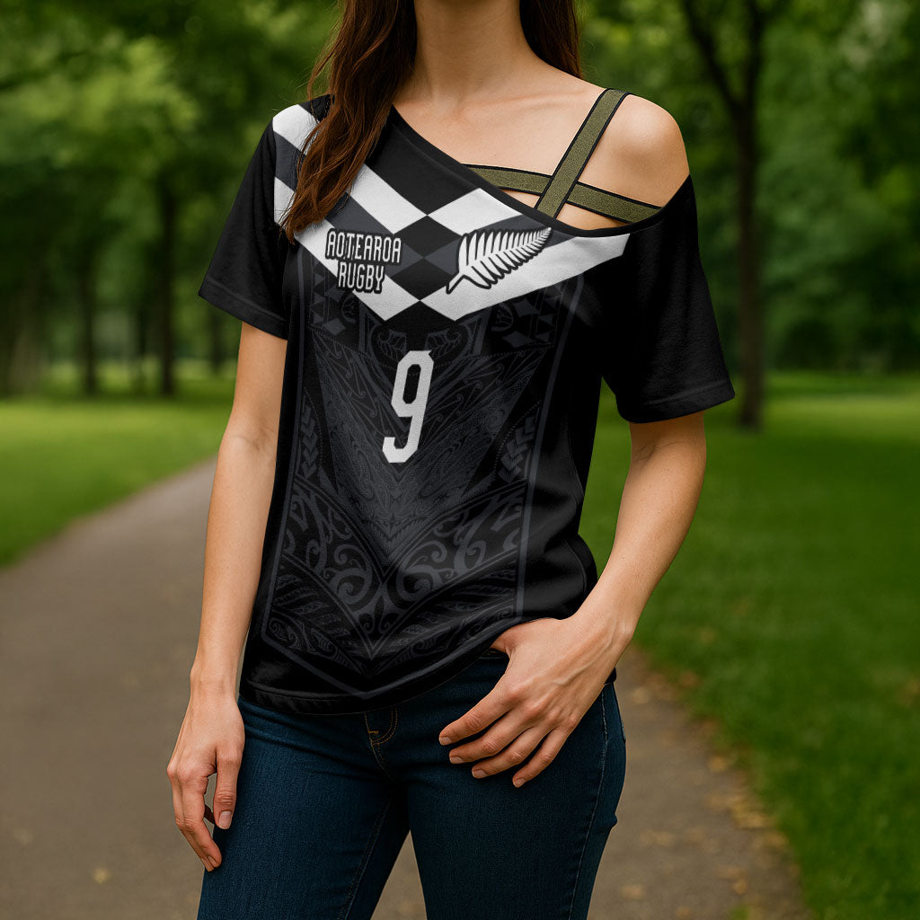 Aotearoa Rugby Custom Cross Shoulder Shirt Maori Tribal Motifs Stripes-Sporty Style