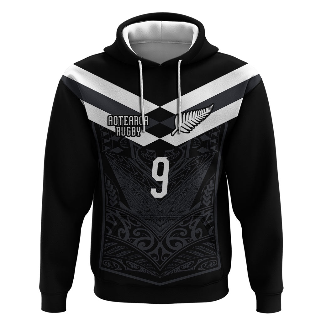 Aotearoa Rugby Custom Hoodie Maori Tribal Motifs Stripes-Sporty Style LT03 Pullover Hoodie Black - Polynesian Pride