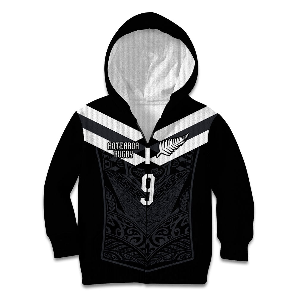 Aotearoa Rugby Custom Kid Hoodie Maori Tribal Motifs Stripes-Sporty Style