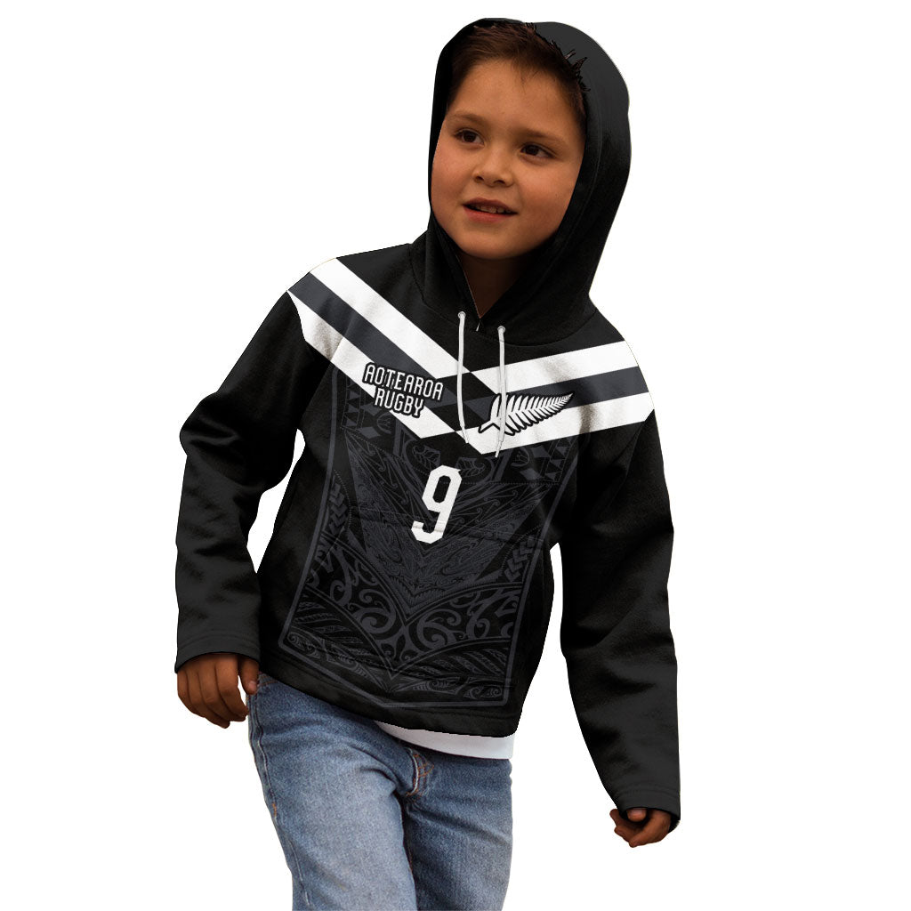 Aotearoa Rugby Custom Kid Hoodie Maori Tribal Motifs Stripes-Sporty Style