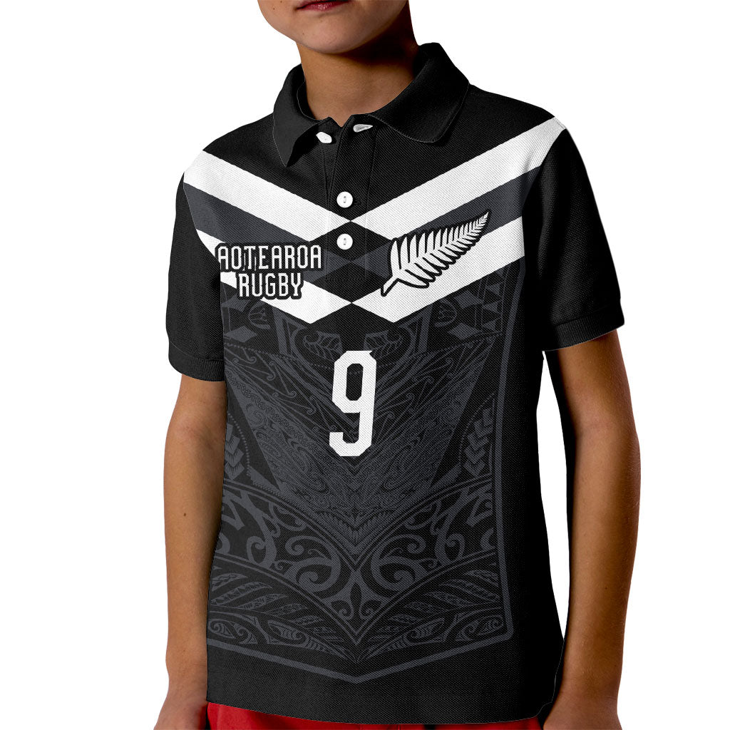 Aotearoa Rugby Custom Kid Polo Shirt Maori Tribal Motifs Stripes-Sporty Style