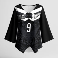 Aotearoa Rugby Custom Kimono Sleeve Blouse Maori Tribal Motifs Stripes-Sporty Style
