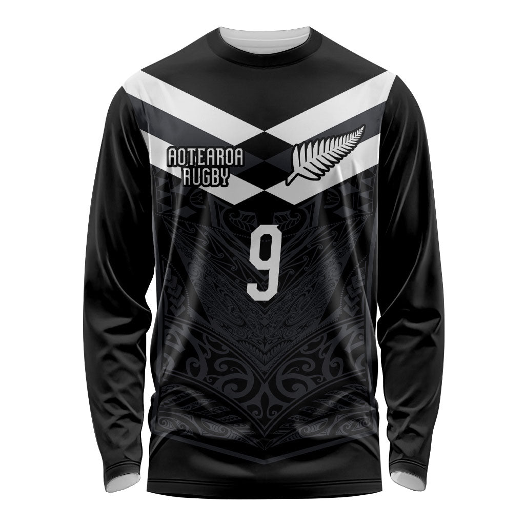 Aotearoa Rugby Custom Long Sleeve Shirt Maori Tribal Motifs Stripes-Sporty Style