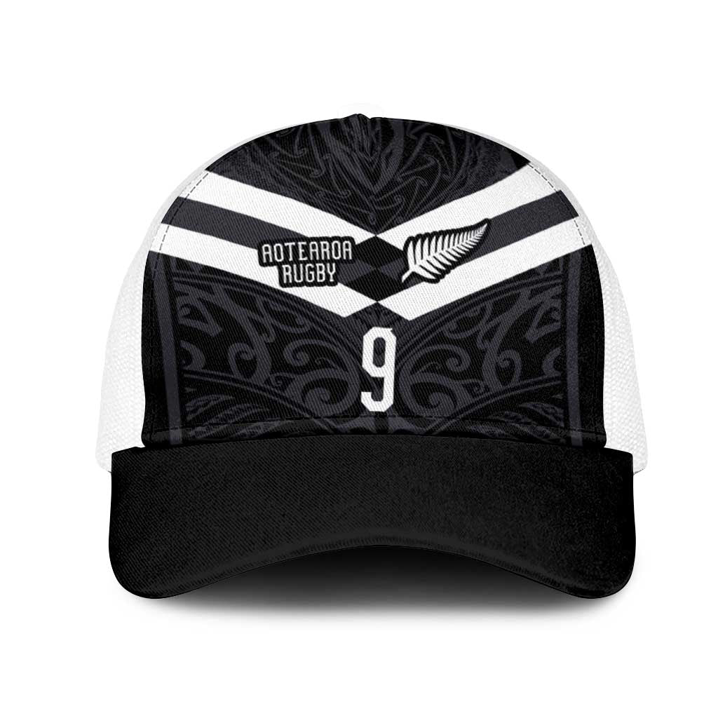 Custom Aotearoa Rugby Mesh Trucker Cap Maori Tribal Motifs Stripes-Sporty Style