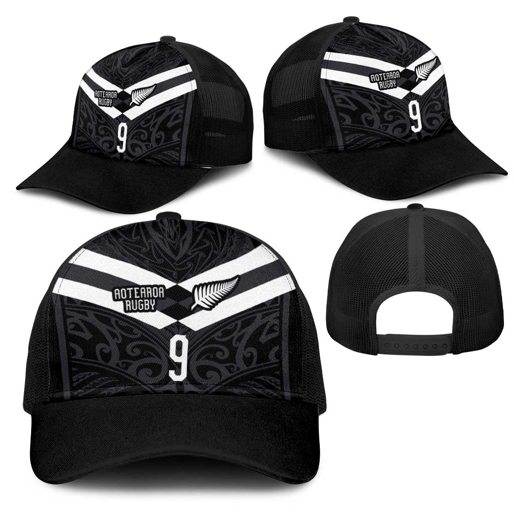 Custom Aotearoa Rugby Mesh Trucker Cap Maori Tribal Motifs Stripes-Sporty Style