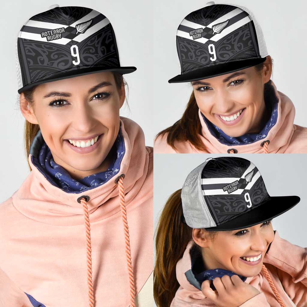 Custom Aotearoa Rugby Mesh Trucker Cap Maori Tribal Motifs Stripes-Sporty Style