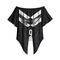 Aotearoa Rugby Custom Off Shoulder Wrap Waist Top Maori Tribal Motifs Stripes-Sporty Style