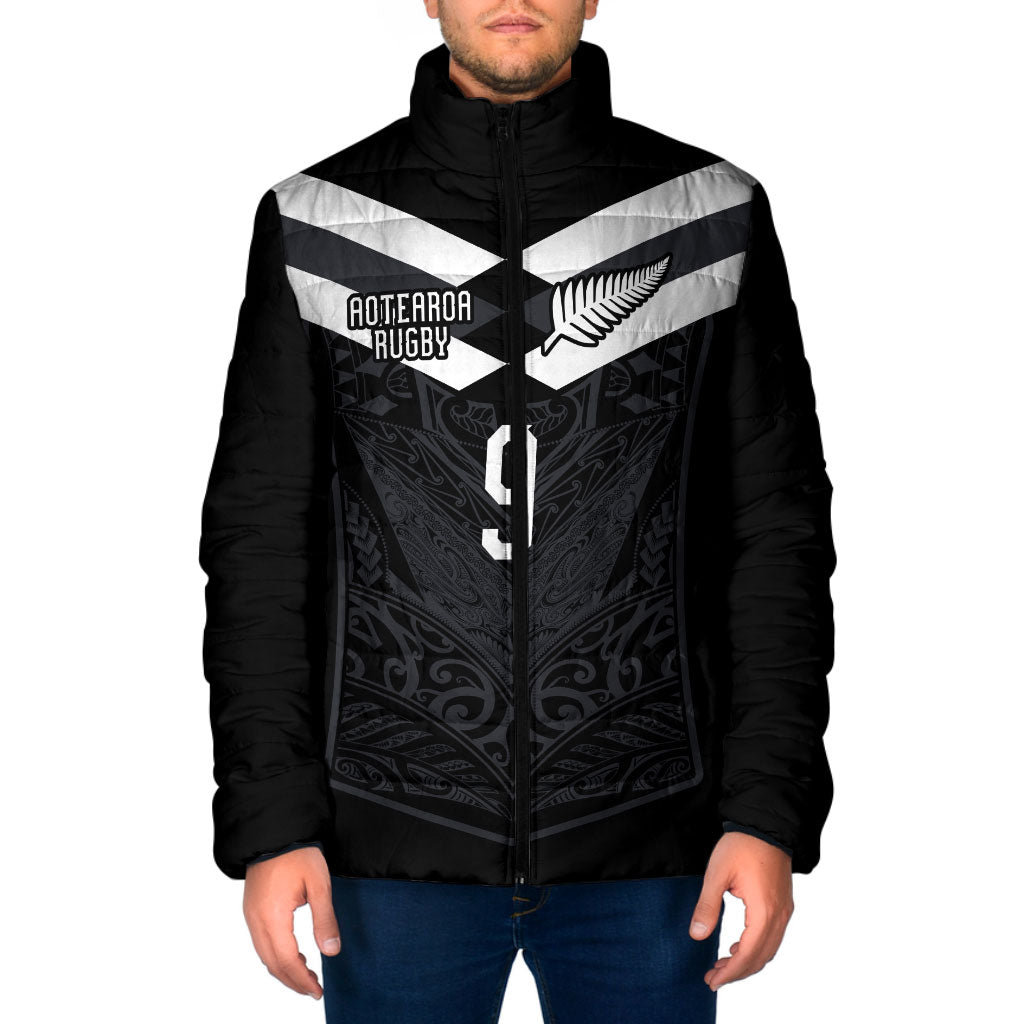 Aotearoa Rugby Custom Padded Jacket Maori Tribal Motifs Stripes-Sporty Style