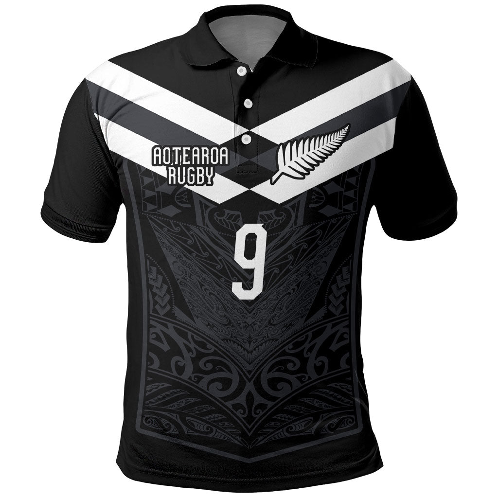 Aotearoa Rugby Custom Polo Shirt Maori Tribal Motifs Stripes-Sporty Style LT03 Black - Polynesian Pride