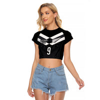 Aotearoa Rugby Custom Raglan Cropped T Shirt Maori Tribal Motifs Stripes-Sporty Style