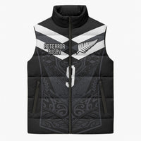 Aotearoa Rugby Custom Sleeveless Puffer Jacket Maori Tribal Motifs Stripes-Sporty Style