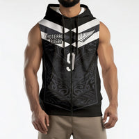 Aotearoa Rugby Custom Sleeveless Zip Hoodie Maori Tribal Motifs Stripes-Sporty Style