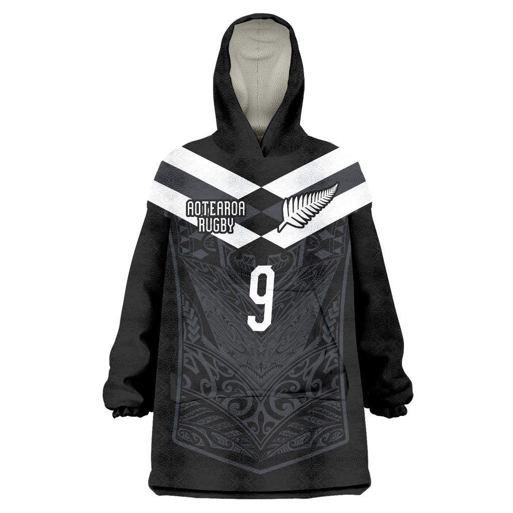 Aotearoa Rugby Custom Wearable Blanket Hoodie Maori Tribal Motifs Stripes-Sporty Style