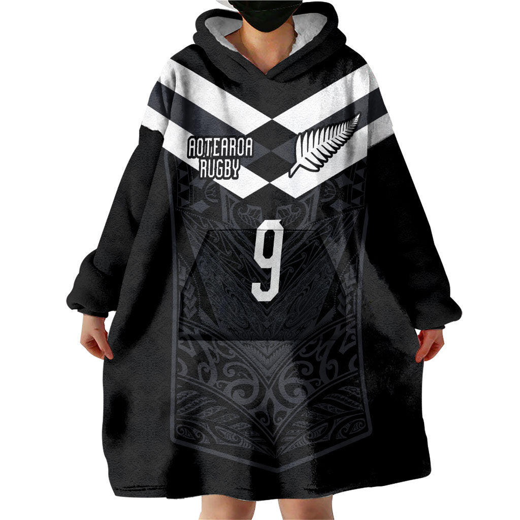 Aotearoa Rugby Custom Wearable Blanket Hoodie Maori Tribal Motifs Stripes-Sporty Style