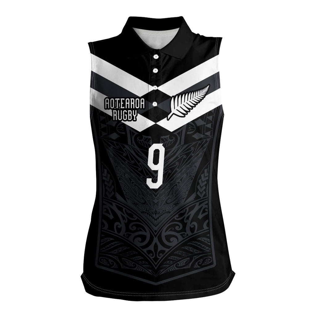 Aotearoa Rugby Custom Women Sleeveless Polo Shirt Maori Tribal Motifs Stripes-Sporty Style