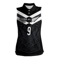Aotearoa Rugby Custom Women Sleeveless Polo Shirt Maori Tribal Motifs Stripes-Sporty Style