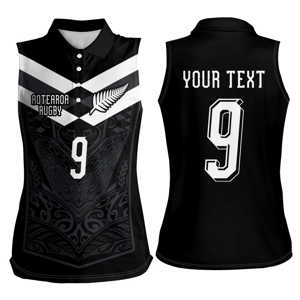Aotearoa Rugby Custom Women Sleeveless Polo Shirt Maori Tribal Motifs Stripes-Sporty Style