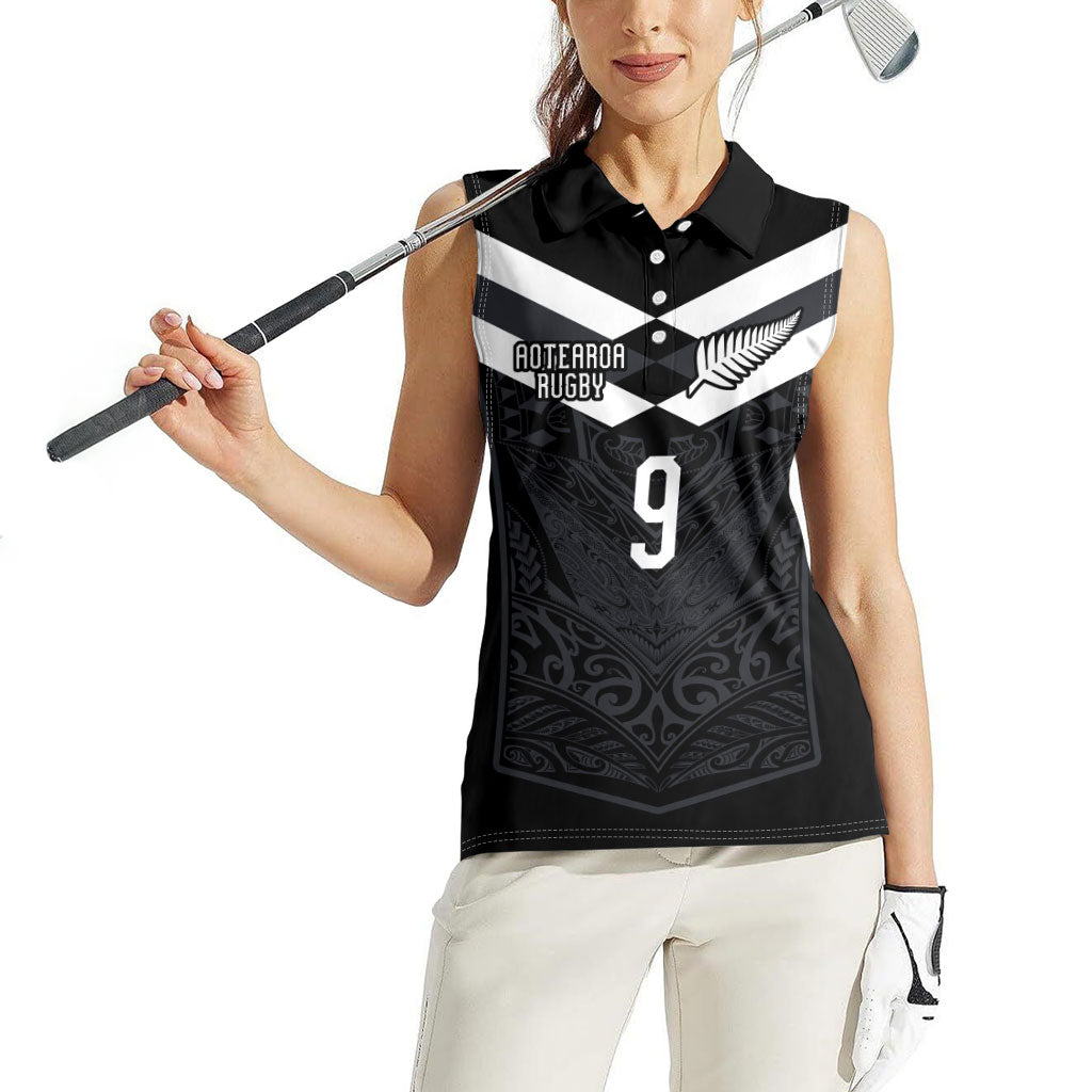 Aotearoa Rugby Custom Women Sleeveless Polo Shirt Maori Tribal Motifs Stripes-Sporty Style
