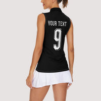Aotearoa Rugby Custom Women Sleeveless Polo Shirt Maori Tribal Motifs Stripes-Sporty Style