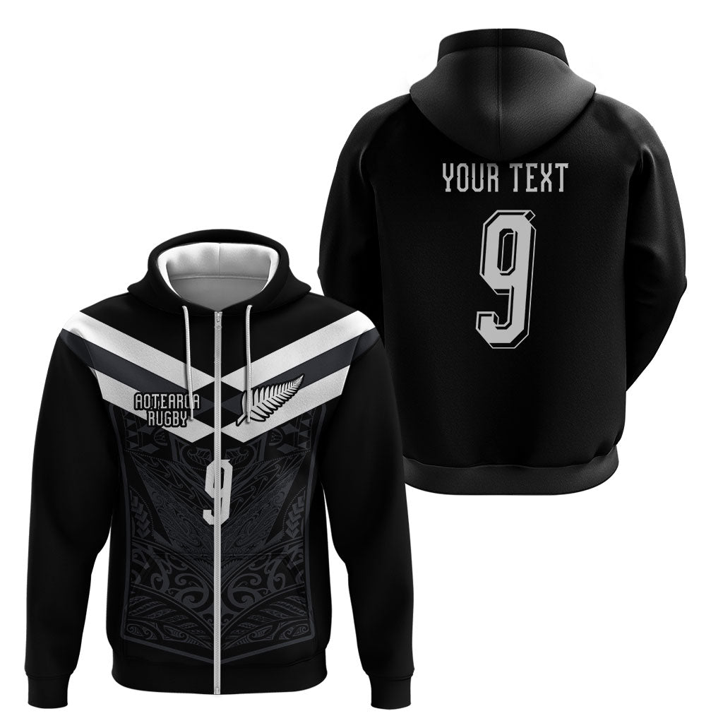 Aotearoa Rugby Custom Zip Hoodie Maori Tribal Motifs Stripes-Sporty Style