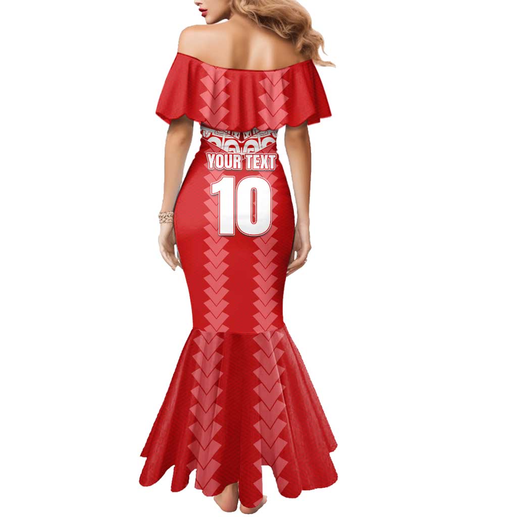 Custom Tahiti Football Polynesian Pattern Family Matching Mermaid Dress and Hawaiian Shirt
