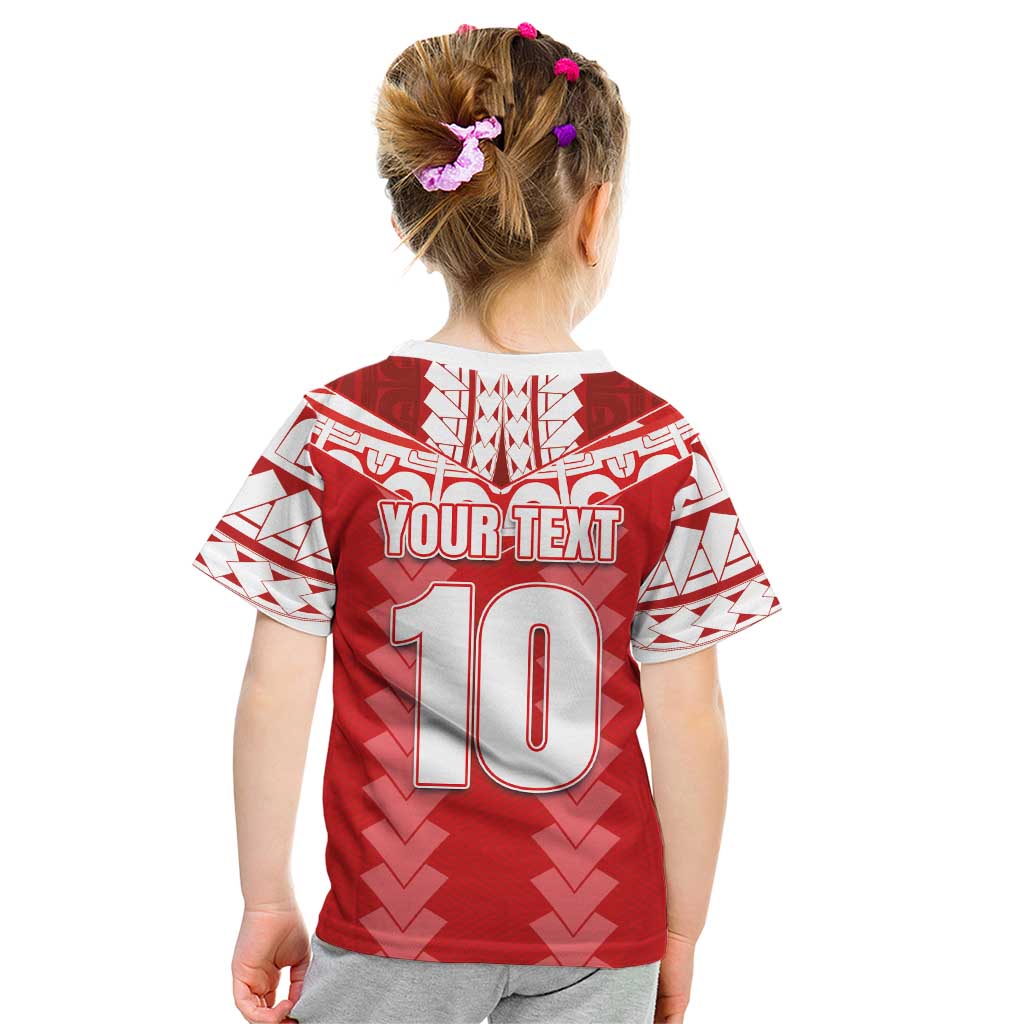 Custom Tahiti Football Polynesian Pattern Kid T Shirt