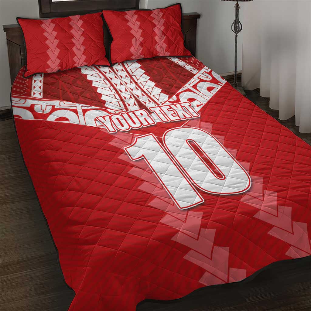 Custom Tahiti Football Polynesian Pattern Quilt Bed Set LT03 Red - Polynesian Pride